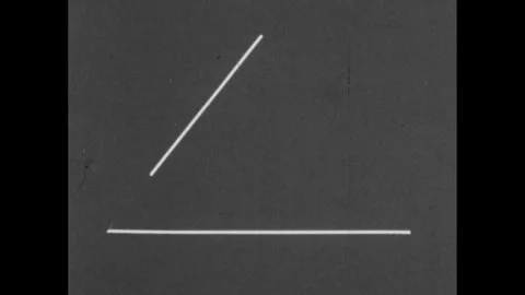 1960s: Two lines at angle with different degrees inside angle, and equation. Stock Footage 252861162