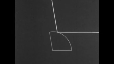 1960s: Two lines at obtuse angle, lines extend out. Illustration of central Stock Footage 252861206
