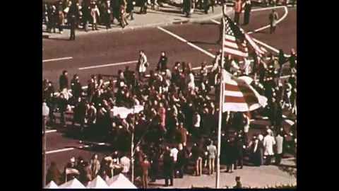 1960s Vietnam War conflicts between protestors and law enforcement. Arrests are Stock Footage 118406874