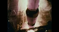 1960S: View From Above As Nasa Space Rocket Lifts Off From Ground  Stock Footage