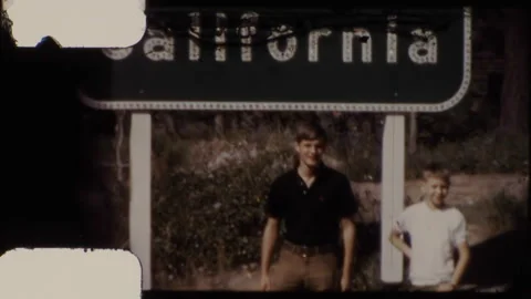 1960s Welcome To California STATE LINE SIGN Travel Vintage Film Home Movie Stock Footage 282907989
