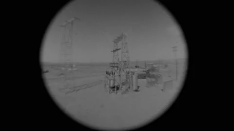 1960s: Wide view of Power lines and transformer. Power lines and transformer hit Stock-Footage 159100972