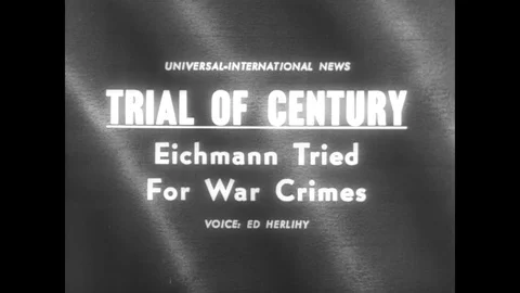 1961 - Adolf Eichmann is brought into the prisoner's box of a courtroom in Stock Footage 134551749