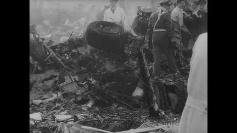 1961-Aeroplane Crash / Sabena Flight 548 / Brussels / Belgium / 1961 Stock Footage