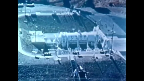1961 - The Edwards Air Force Base is highlighted for its static rocket engine Stock Footage 79439172