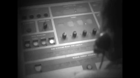 1961 - Flight controllers activate sub-systems at an Atlas-D intercontinental Stock Footage 79447873