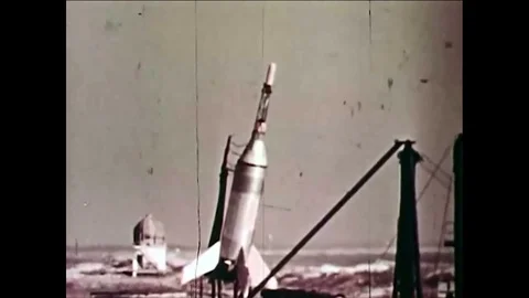 1961 - Flight tests of rockets are followed by check-ups for Ham, a test monkey, Stock Footage 84760901