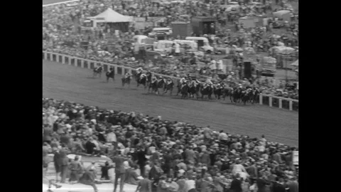 1961-Horse Racing / Surrey / England / 1961 Stock Footage