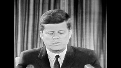 1961 - JFK warns the Soviets to keep away from west Berlin. Stock Footage 143781153