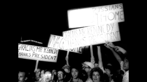 1961-John F. Kennedy / Speech / Demonstration / Bay of Pigs Invasion / USA / Stock Footage