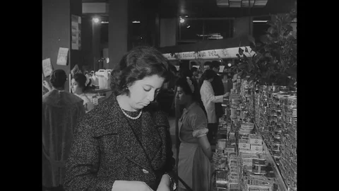 1961-Supermarket / Madrid / Spain / 1961 Stock Footage