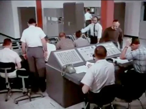 1962 _A group of technicians work in a control room at the Telstar facility in Stock Footage