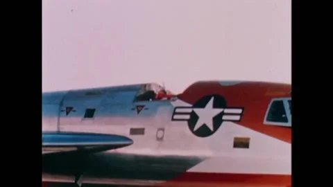 1962 - An air traffic controller tracks a USAF B-58A Hustler as it taxis. Stock Footage 155855133