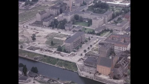 1962-Berlin Wall / Berlin-Mitte / Aerial / 1962 Stock Footage