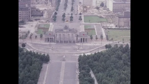 1962-Berlin Wall / Brandenburg Gate / Aerial / 1962 Stock Footage 77844850