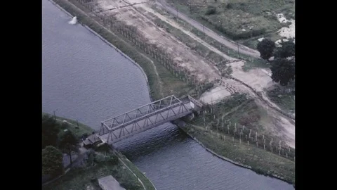 1962-Berlin Wall / Teltowkanal / Aerial / 1962 Stock Footage