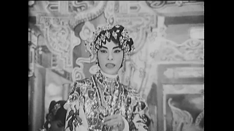 1962 - A Chinese opera troupe performs in Singapore. Stock Footage 115551658