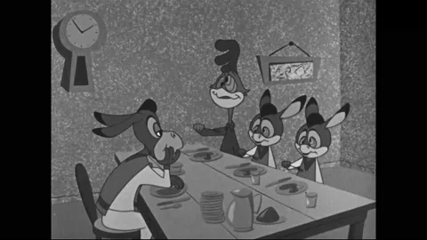 1962 - In this Cold War cartoon featuring animals, a donkey is disturbed this Stock Footage 234414536