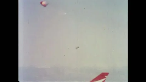 1962 - The escape hatch on a B-58A Hustler is tested in flight. Video stock 155854708