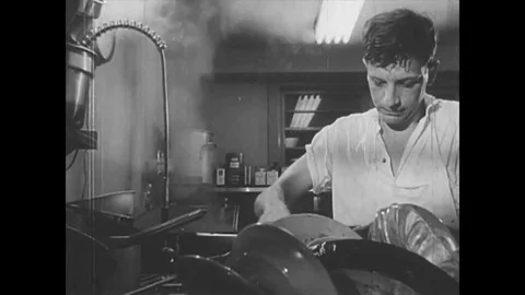 1962 - A high school drop out works as a dishwasher and cant get a better job Stock Footage