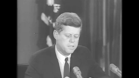 1962 - JFK orders a blockade of Cuba in light of the Cuban Missile Crisis. Stock Footage 129255966