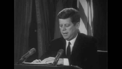 1962 - JFK warns of the peerless danger posed by nuclear weapons. Stock Footage 147382460