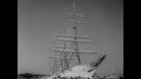 1962-John F. Kennedy / Sail Training Ship / USA / 1962 Stock Footage