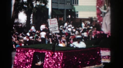 1962: ladies on a float during a tickertape parade PASADENA CALIFORNIA Stock Footage 68801224