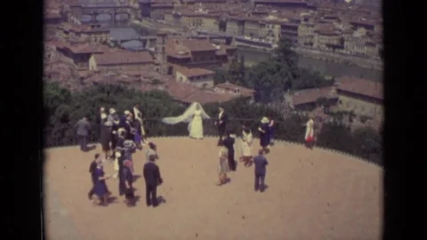 1962: Marriage Function in Florence Italy with Guests Enjoying Party Stock Footage 72523500