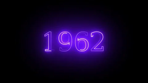 1962 neon line text. Abstract 1962 neon text animation, Glowing neon number.. Stockbeeldmateriaal 337831511