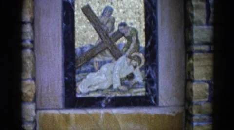 1962: shrine: jesus and the cross CHICAGOLAND AREA Stock Footage