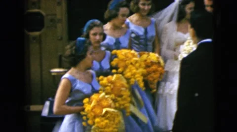 1962: wedding party is being directed during a photo session Stock Footage