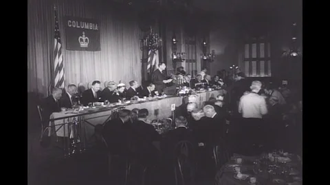 1963-Douglas MacArthur honored with MacArthus chair in history at Columbia Stock Footage