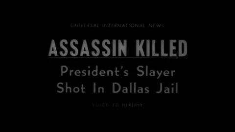 1963 - Jack Ruby shoots JFK's assassin Lee Harvey Oswald as he is being escorted Stock Footage 134552114