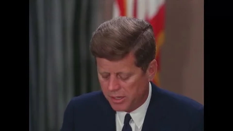 1963 - JFK explains his plans to bring Civil Rights legislation to Congress. Stock Footage