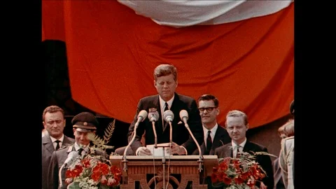 1963-John F. Kennedy / Speech / Ich bin ein Berliner / West Berlin / Germany / Stock Footage