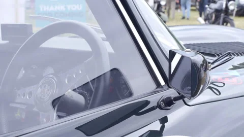 1963 Lightweight Jaguar E-Type Mirror and Steering Wheel Stock-Footage 156584488