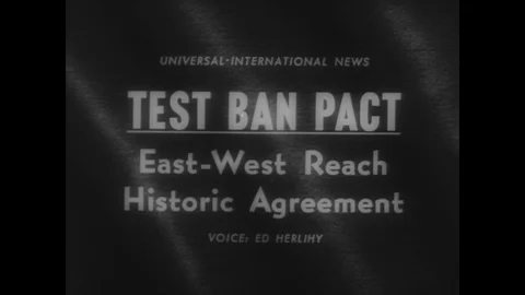 1963 - Mushroom clouds burst after atomic bomb tests. Stock Footage 145396335