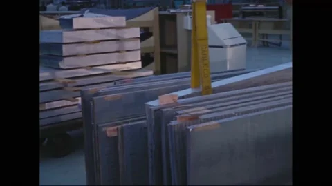 1963 - NASA technicians prepare compressed aluminum honeycomb for a precision Stock Footage 232851467