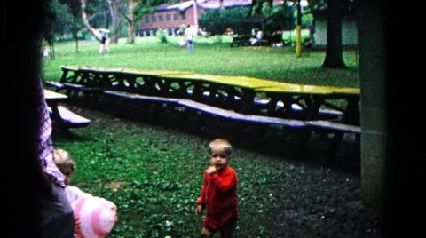 1963: playtime in a park COLD SPRINGS, NEW YORK Stock Footage