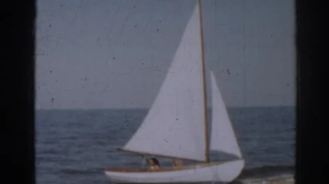 1963: Sailing and Playing at the Beach in New Jersey Stock Footage 68801866