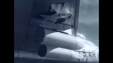 1963 - A target-mounted camera captures footage of a rocket pattern shot as part Stock Footage 85646657