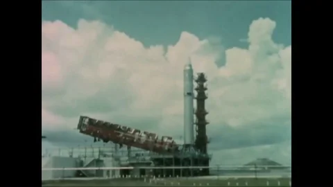 1963 - A Titan II missile implodes mid-air shortly after being launched. Video stock 84330858