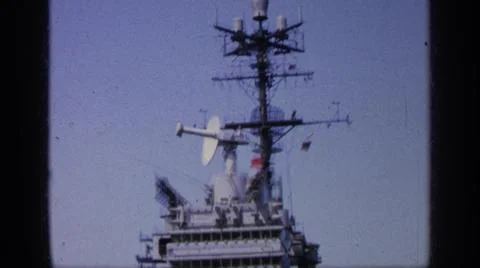 1963:GREECE.Aircraft Carrier Type Ship With Many Radars Planes People Walking Stock Photos