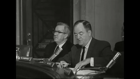 1964 - At Carl Rowan's confirmation hearing to become director of the USIA, Stock Footage 124180161