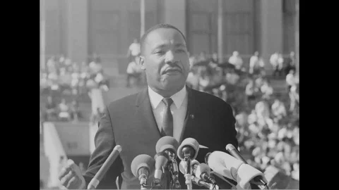 1964 - At the Chicago Freedom Movement rally at Soldier Field, Martin Luther Stock Footage