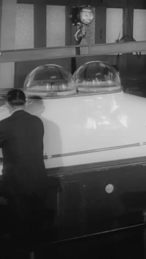 1964 - German scientists test a two-man submarine. Video stock 287573521