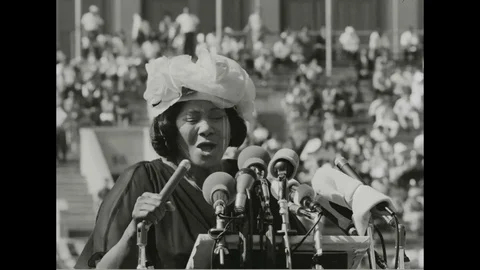 1964 - Mahalia Jackson concludes singing "I Am a Poor Pilgrim of Sorrow" at the Stock Footage 124180841