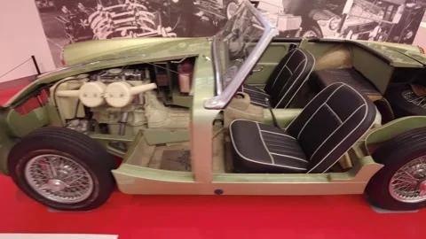 1964 MG Midget cutaway roadster exhibit Stock-Footage 339264331