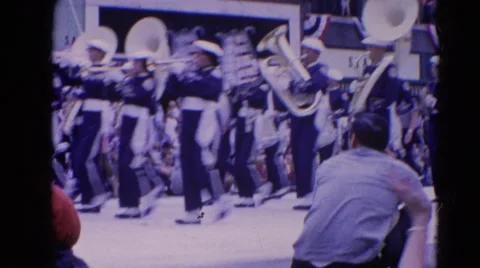 1964: presentations bands martial school american showing local culture Stock Footage